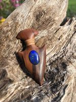 Tigerwood Holz Anhänger mit blauem Opal