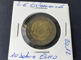 2 Euro Österreich 2012.      10 Jahre Euro