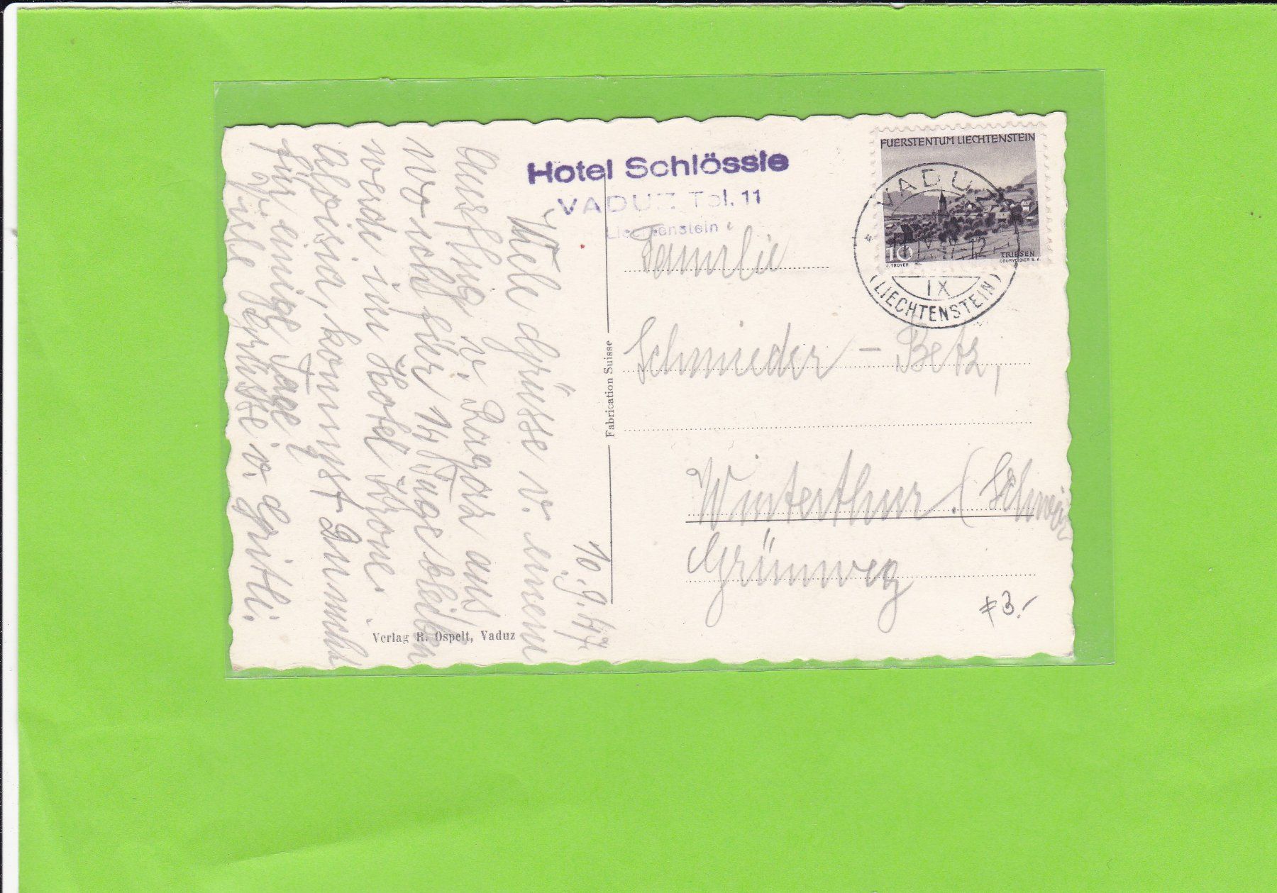 Cartoline postali: Schloss Vaduz – Usato da St. Peterzell venduto da neckertal 1