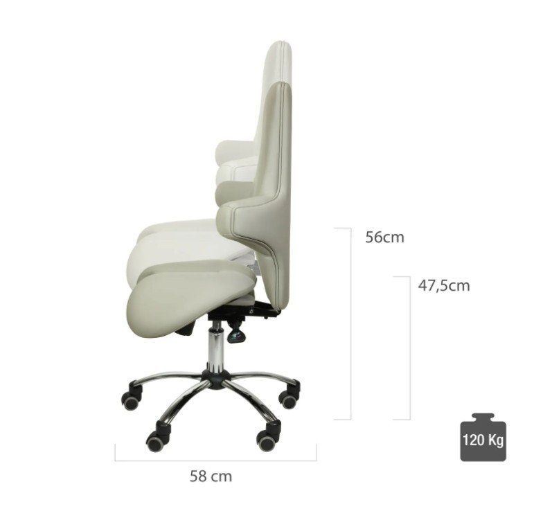 Sedie: Sattelsitz WEISS Multi-Rückenlehne mit Wippmechanik – Nuovo e nell'imballaggio originale da Schaffhausen venduto da Praxis-Nova 2