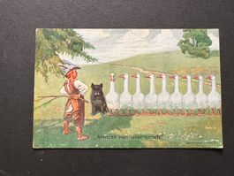 Postkarte Gänsemarsch Humor 1916 (P815)