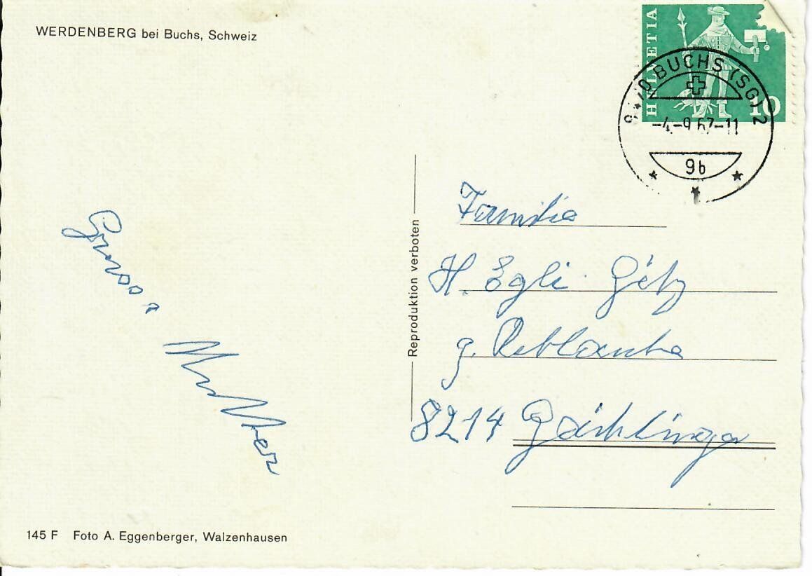Ansichtskarten: Werdenberg bei Buchs – Gebraucht aus Hochdorf von Ziegel-16 1