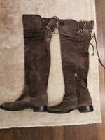Wildleder Overknee Stiefel Gr. 39, LAMMFELL, TAUPE, TWICE
