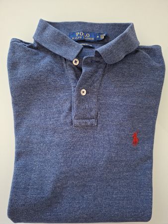 Polo Ralph Lauren bleu chiné, Taille M, Custom Slim