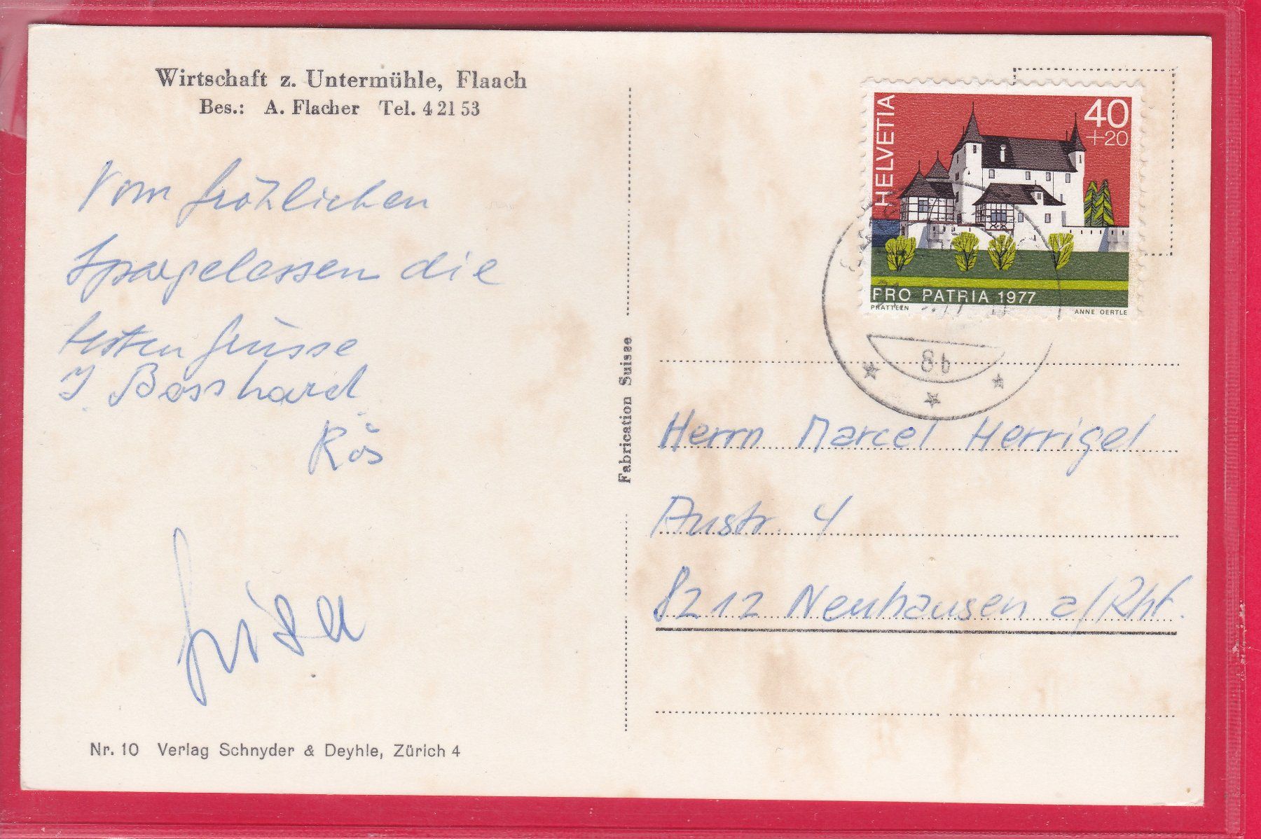 Cartes postales: FLAACH, WIRTSCHAFT ZUR UNTERMÜHLE, 1977 – D'occasion à Oberrieden par Gebirgsstelze 1