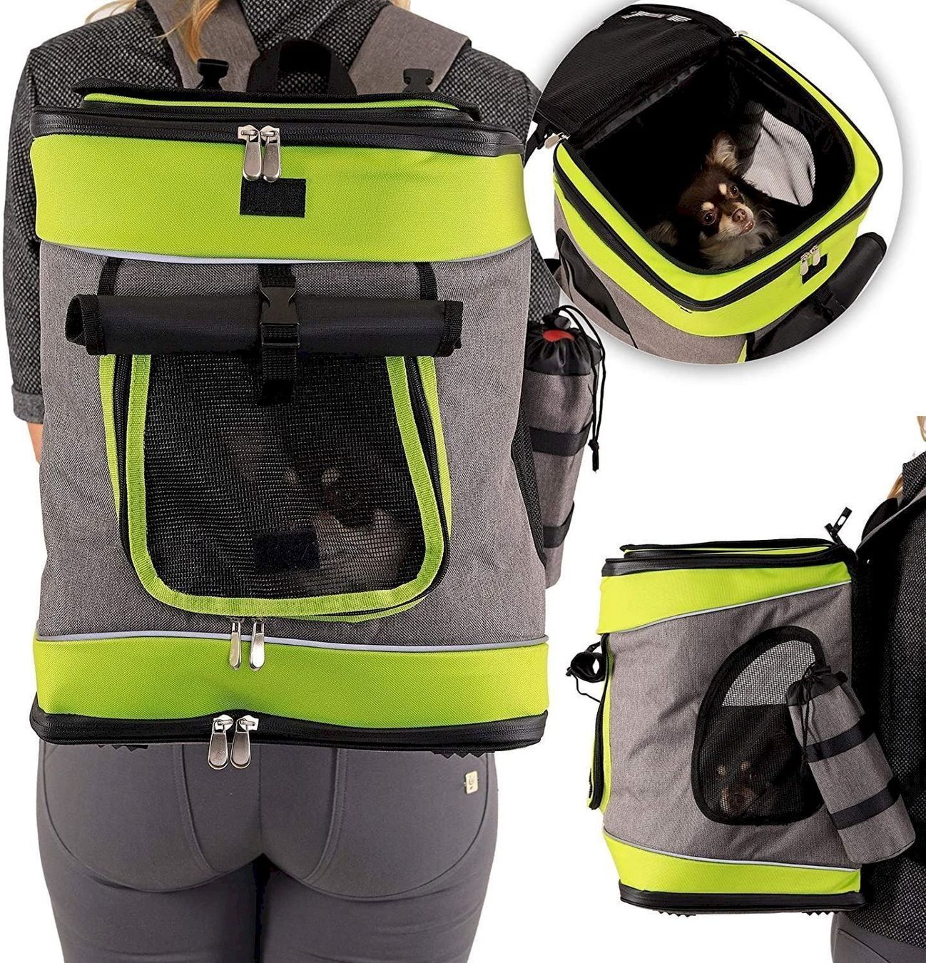 Gabbie, trasporto & Sicurezza: Haustierrucksack faltbare grau/grün – Nuovo e nell'imballaggio originale da Bottighofen venduto da zaap 5
