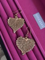 Leaf Earrings Gold Tone Copper