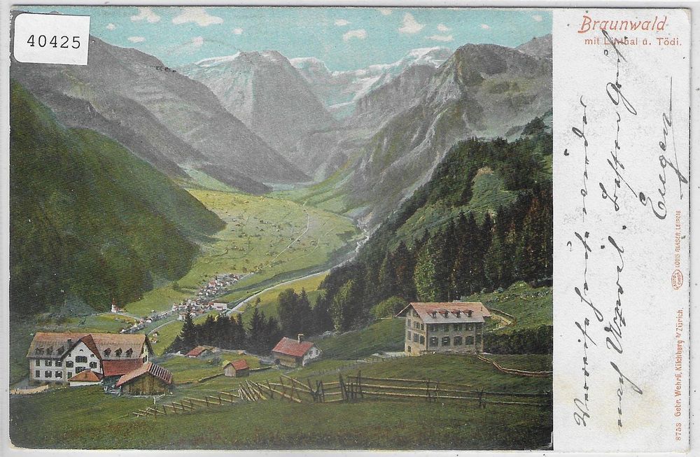 Braunwald mit Linthal und Tödi 1907 (Gebraucht) in Ettingen für CHF 4 ...