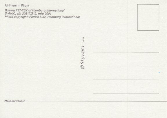 Cartoline postali: Boeing 737, Hamburg International – Usato da Zuerich venduto da OceanLinerPostcards 1