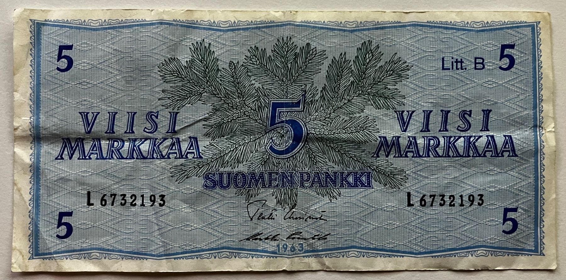 Banconote: Finnland 5 Markkaa 1963 – Usato da Algetshausen venduto da Carrhard
