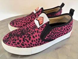 JETSET Pink/Schwarze Canvas-Sneaker, Leopardenmuster, Gr. 38