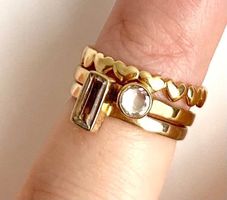 Ring 925 Silber gold Solitär Bergkristall fein Klassiker 52