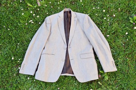 Veste 100% lin. Taille: 48. Couleur Naturelle/Beige clair