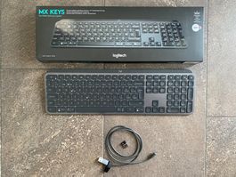 Logitech MX Keys Tastatur, CH-Layout, Graphite, für Mac/PC