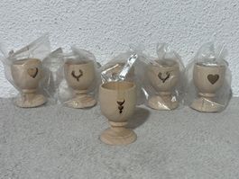 Eierbecher aus Holz 6 Stück Motive neu verpackt