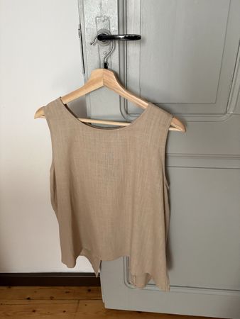 100% Linen - from Greece - Tank Top Beige S/M
