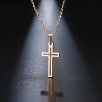 Edelstahl Halskette mit "Kreuz" Anhänger in GOLD
