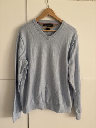 Pull Tommy Hilfiger coton cachemire bleu taille L