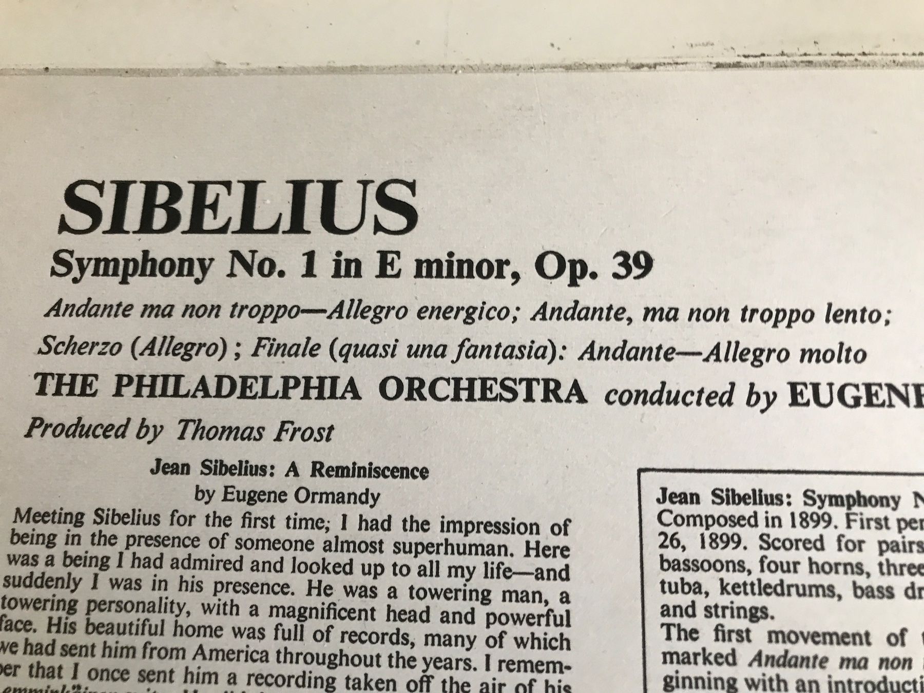 Dischi in vinile: LP Sibelius/Symphony No. 1 – Usato da Waldenburg venduto da Oliro75 2