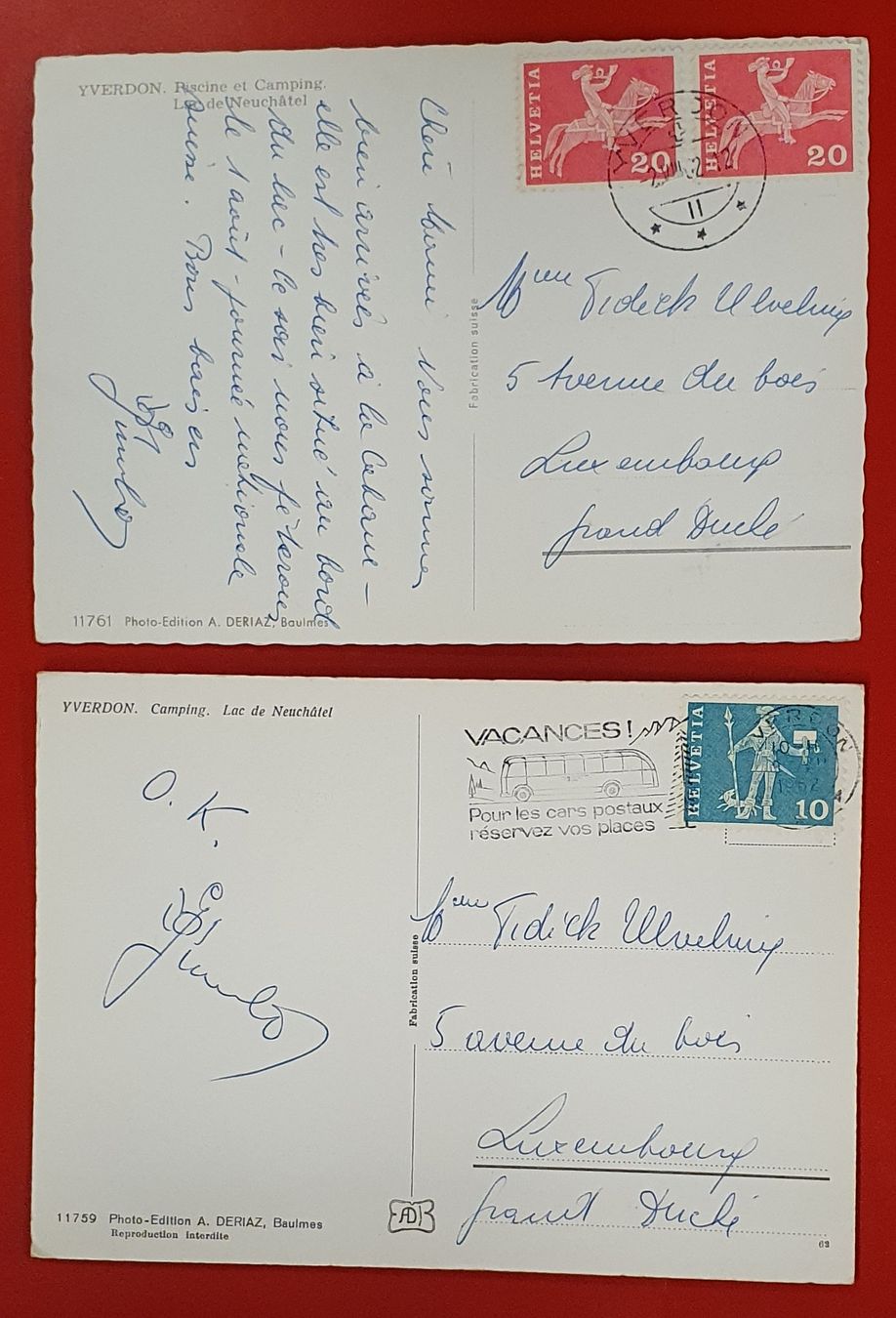 Cartoline postali: Yverdon - Camping 1962 – Usato da Kreuzlingen venduto da Rschweiz1 1