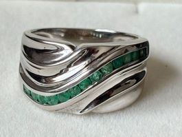 Smaragd Silberring, 925, Gr. 60, NEU