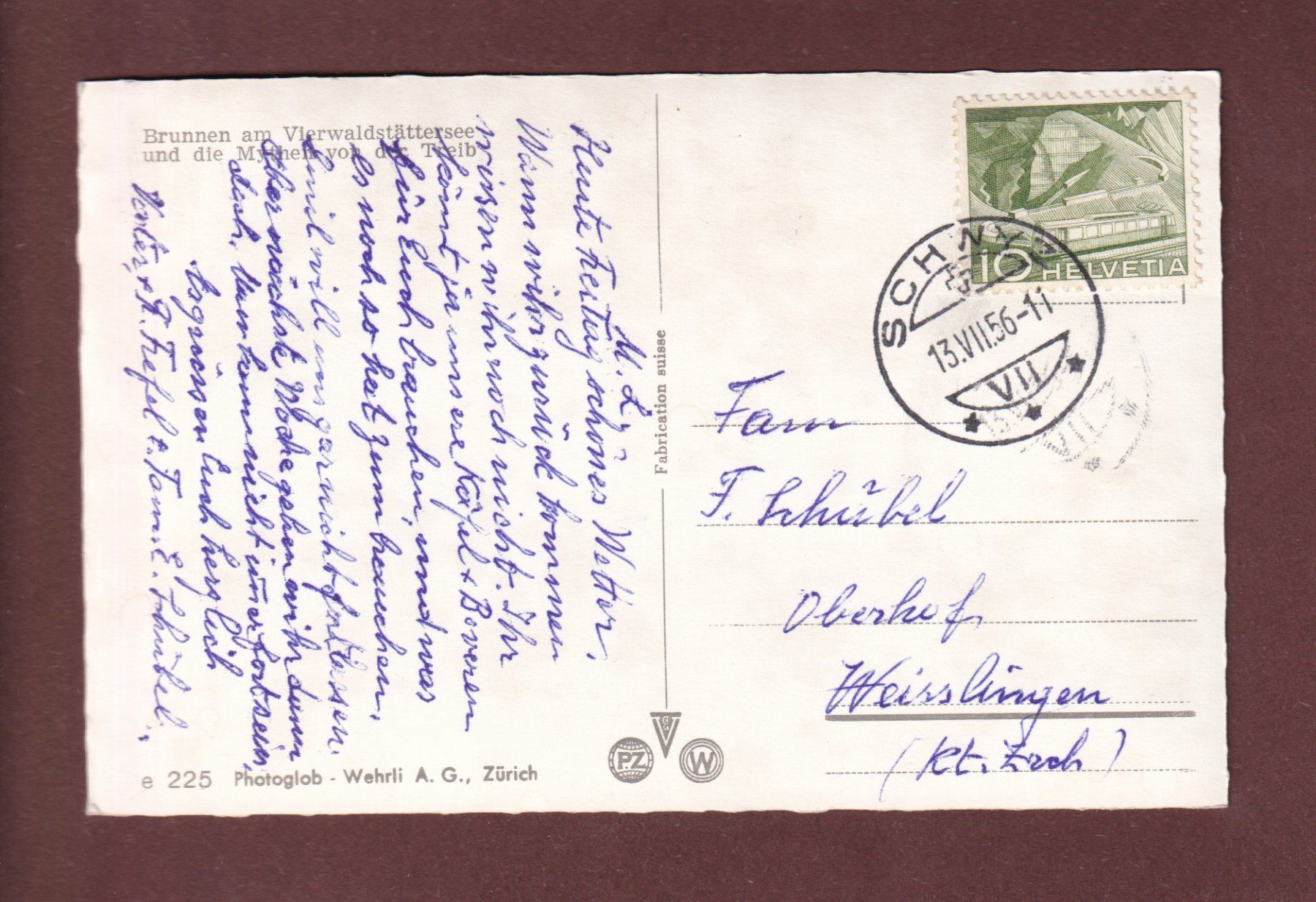 Cartoline postali: TREIB - Schiff - Brunnen - 1956 – Usato da Pully venduto da nicecards-shop 1