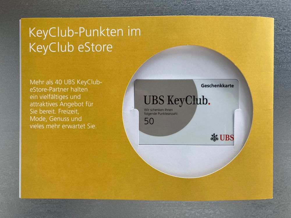 UBS Key Club Geschenkkarte CHF 50.— Kaufen auf Ricardo