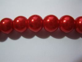 1 Strang Glasperlen Perlmutt, rot, 8mm