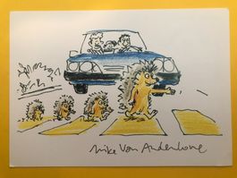 Postkarte Igel Igelzentrum Zürich / Mike van Andenhove