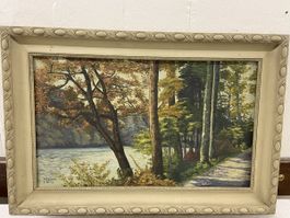 Antikes O.Hofman Gemälde, 1Flusslandschaft, signiert. 1923