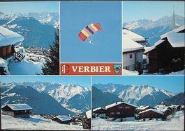 VERBIER Skifahrer mit Gleitschirm