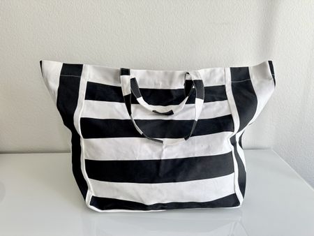 H&M Stoff- Tasche (Schwarz-Weiss gestreift)