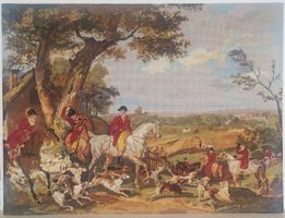 Sehr grosses Gobelinbild "Jagd im Wald von Fontainebleau"