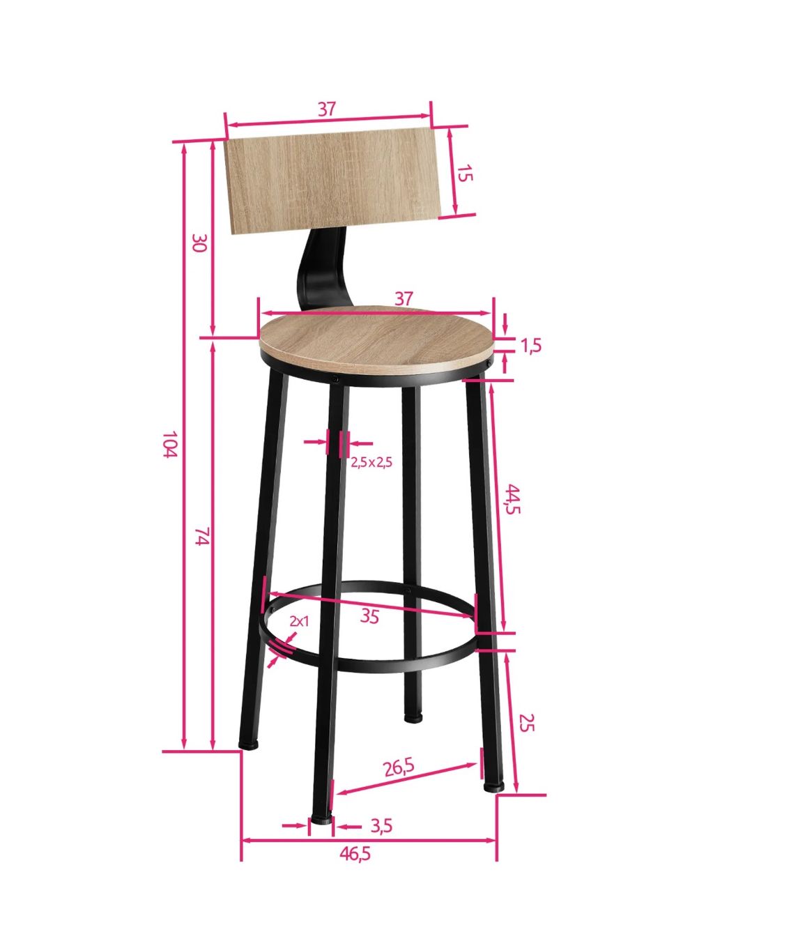 Sgabelli: %neue 2er Set Barhocker Poole Industrial Holz hell, Eiche – Nuovo (secondo la descrizione) da Necker venduto da liq24 5