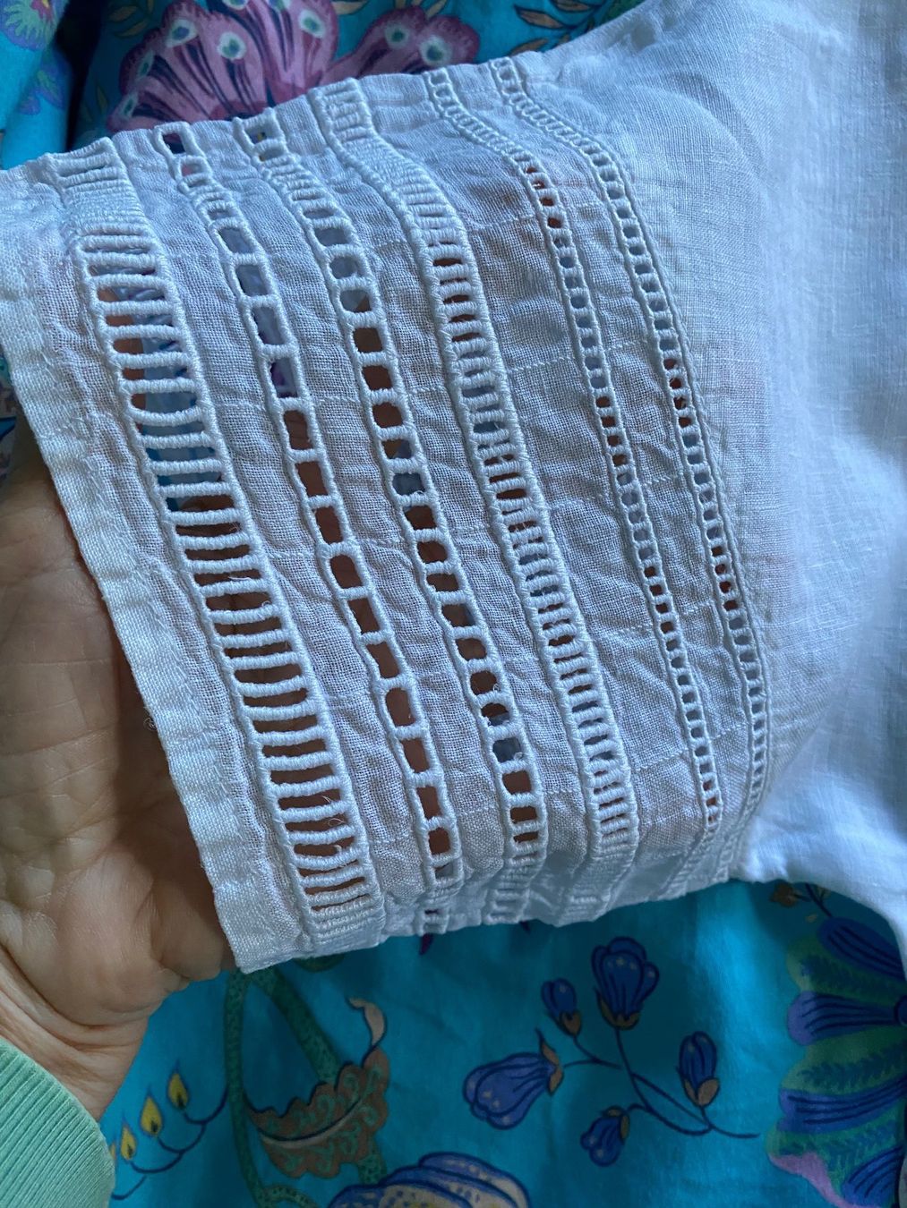 Camicette: 120 % Lino - Bluse Leinen Lochmuster Gr. M – Usato da Besazio venduto da lionheart63 5