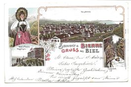 Gruss aus Biel - Souvenir de Bienne BE Magglingen Litho 1900