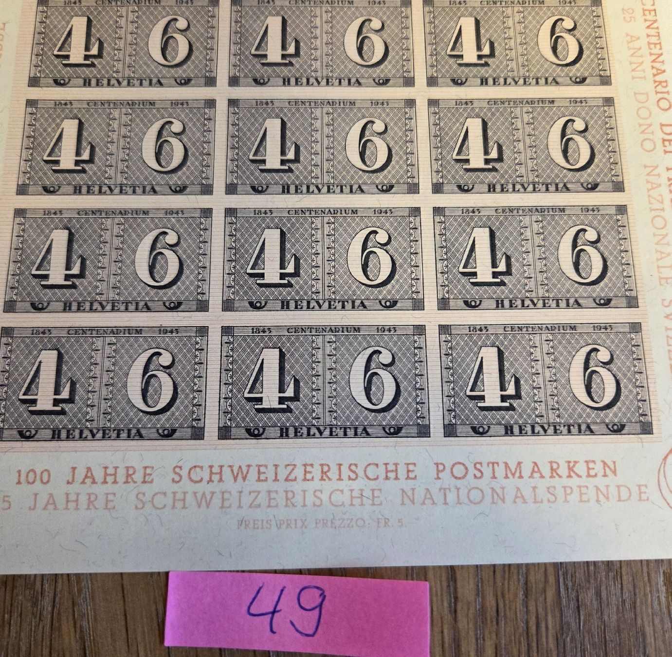 Tutti i francobolli: Briefmarken-Block Postfrisch von 1943, TOP.. – Usato da Stans venduto da Ducati16