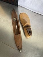 Alte Holz-Webschütze & Schuhleisten-Form, Vintage Deko!