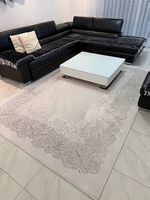 Teppich weiss / creme (Flachgewebe / Plissee-Optik)