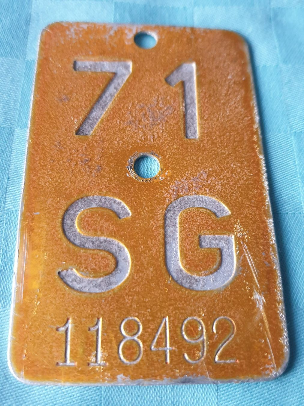 Insegne: Velonummer SG 71 – Usato da Mörschwil venduto da spirspi