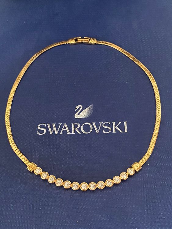 Swarovski vintage Kette Tennis 18k vergoldet ungetragen Kaufen auf
