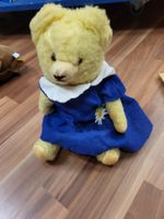 Gelber Teddybär mit Kleid, ca. 30cm groß, Vintage k3