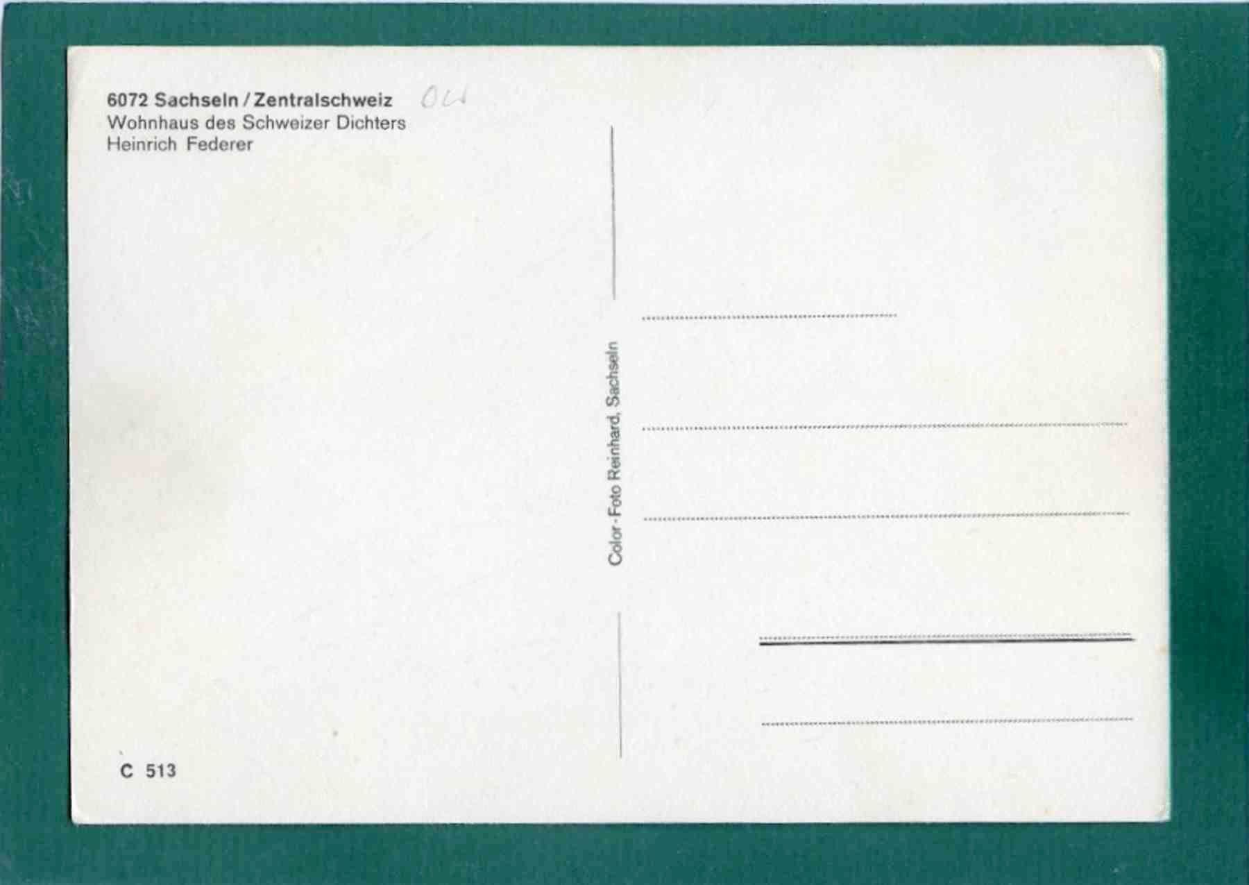 Cartoline postali: Sachseln, Wohnhaus des Schweizer Dichters Heinrich Federer – Usato da Sargans venduto da Hausi1951 1