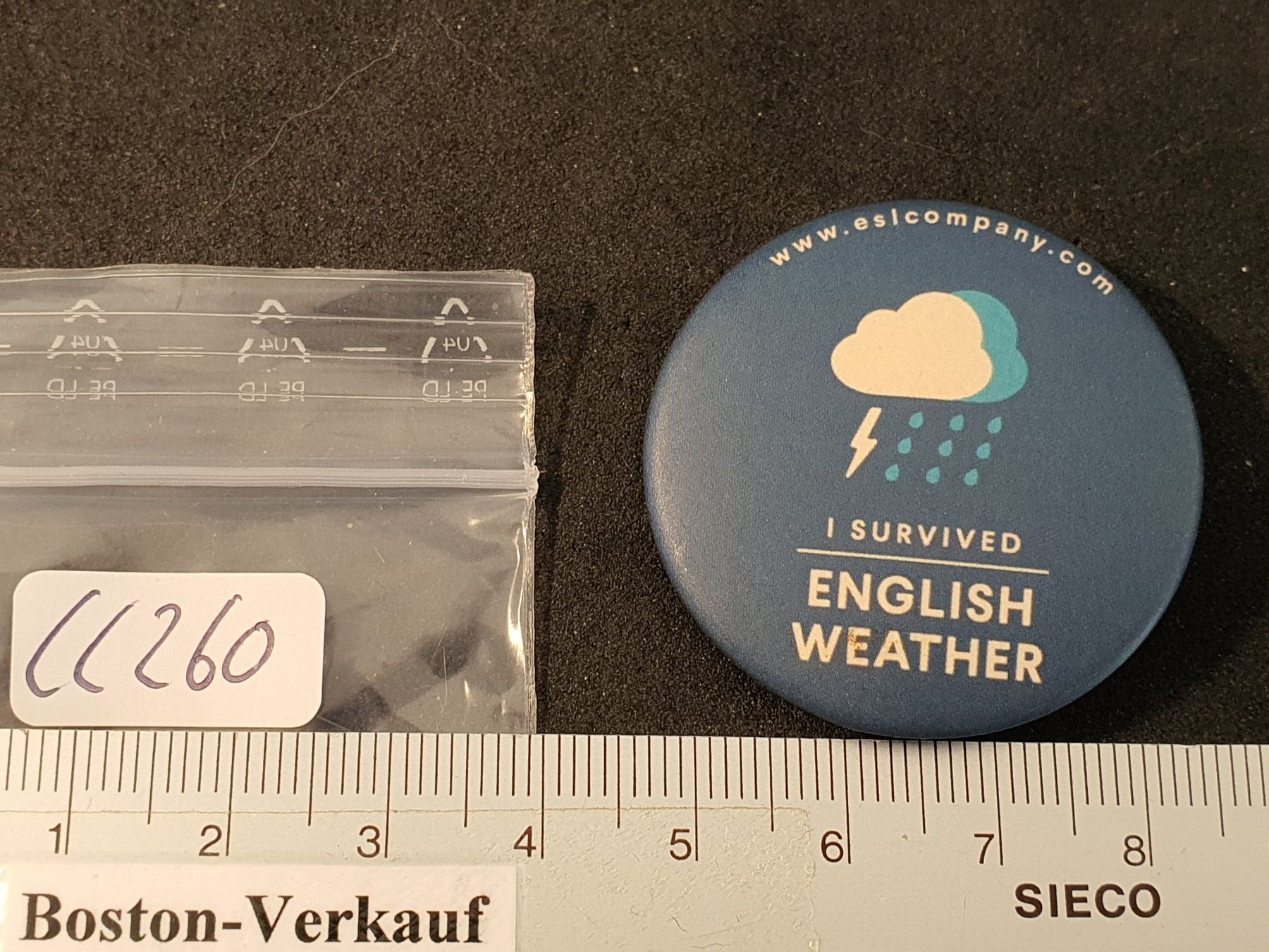 Placchette & Badge: CC260 - Pin /Button - English Weather – Usato da Reinach BL venduto da Boston-Verkauf