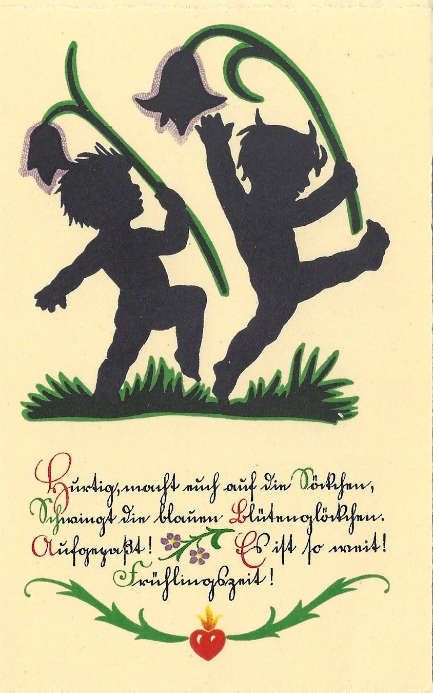 Cartoline postali: 4 antike Kinderkarten in schwarz – Usato da Bütschwil venduto da Jackson1A 2