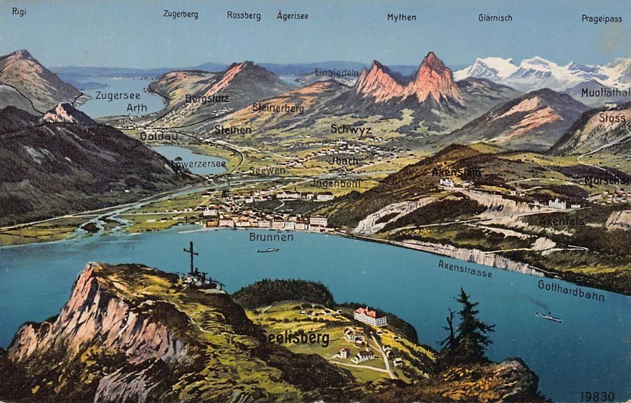 Ansichtskarten: Vogelschau-AK Seelisberg, um 1920 – Gebraucht aus Frauenfeld von POML