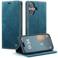 iPhone 16 - étui à rabat portefeuille housse antichoc bleu