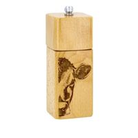 Gewürzmühle aus Holz mit Kuh Motiv - Neu 14cm Höhe