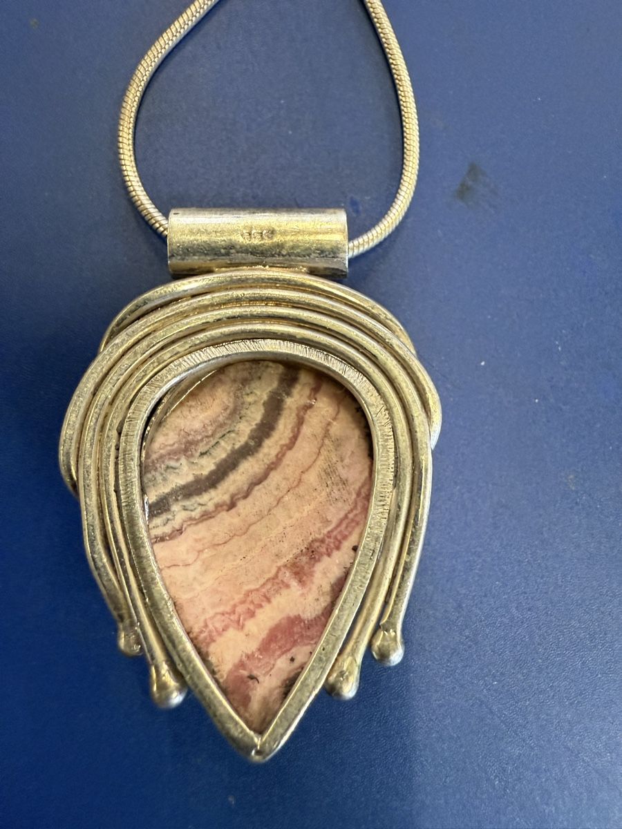 Catenine: Wunderschöne Halskette mit rosa Stein, 925 Silver – Usato da Strengelbach venduto da RaenAntikDesign 2