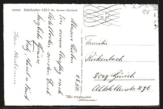 Cartoline postali: Adelboden, Gesamtansicht mit Berner Ober – Usato da Berlin venduto da bartko-reher 1